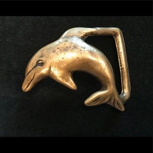SOLID BRASS Dolphin Belt Buckle